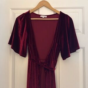 Red or Burgundy Velvet Baltic Born Wrap Dress, Size Small